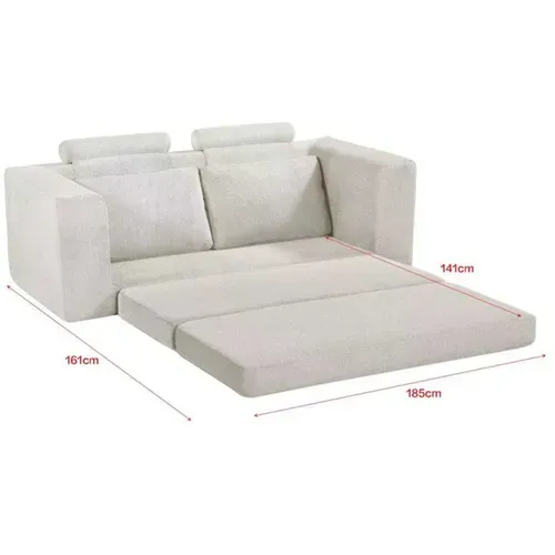 Canapé Convertible Compressé 3 Places En Tissu Brun Noisette, 200 Cm