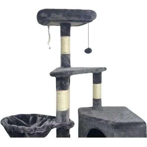 Swifty Arbre à Chat 55x40x138 Cm - Gris  - 3 Plateformes, 1 Perchoir, 1 Niche, Poteaux à Griffer