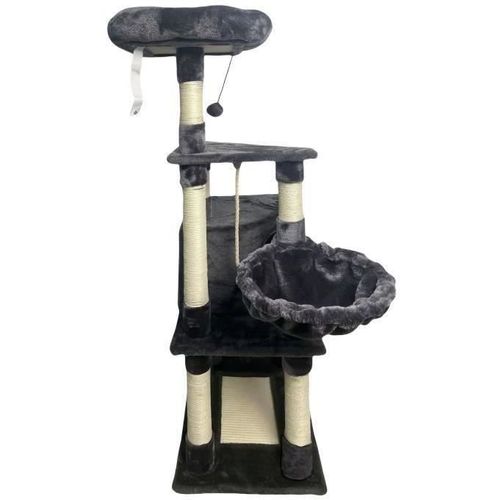 Swifty Arbre à Chat 55x40x138 Cm - Gris  - 3 Plateformes, 1 Perchoir, 1 Niche, Poteaux à Griffer