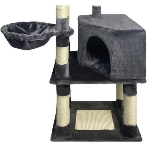 Swifty Arbre à Chat 55x40x138 Cm - Gris  - 3 Plateformes, 1 Perchoir, 1 Niche, Poteaux à Griffer