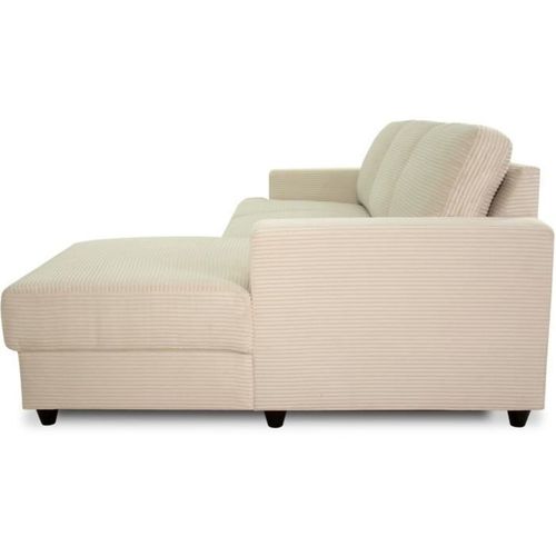 Canapé D'angle Droit 4 Places - Paul In Cord - Tissu Beige - 216 X 141 X 79 Cm - Fabriqué En Ukrain