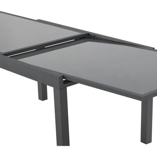 Table Jardin Extensible 135–270×90×75 Cm — Aluminium, Verre Trempé, Gris
