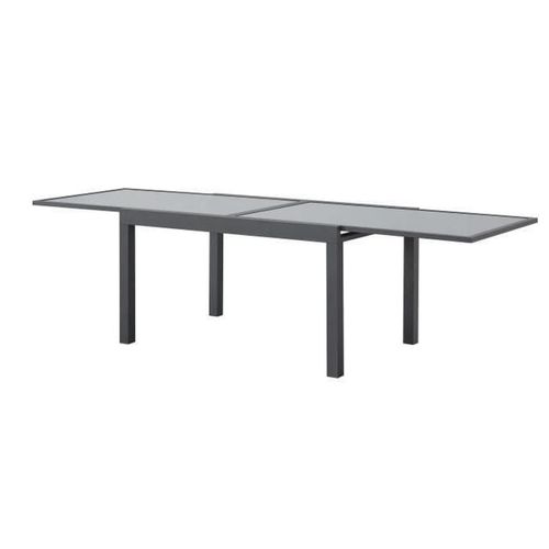 Table Jardin Extensible 135–270×90×75 Cm — Aluminium, Verre Trempé, Gris