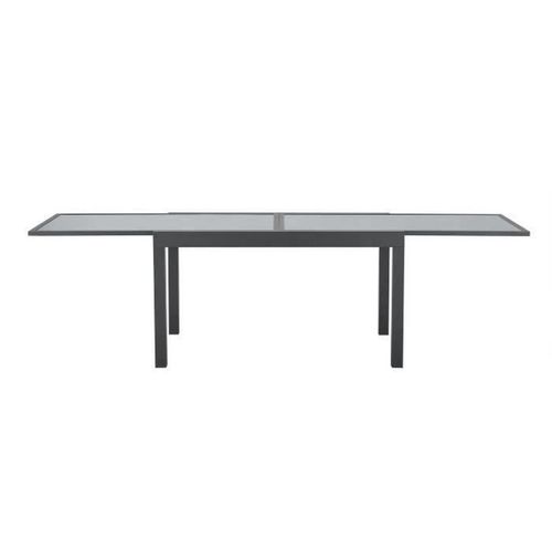 Table Jardin Extensible 135–270×90×75 Cm — Aluminium, Verre Trempé, Gris