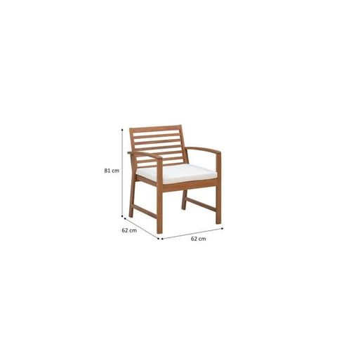 Salon De Jardin En Bois D'acacia Fsc Avec Coussins - 2 Personnes - Cali - Ecru