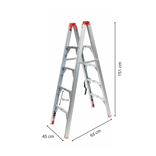 Escabeau Pliable Télescopique Tubulaire 1.51m 4 Marches