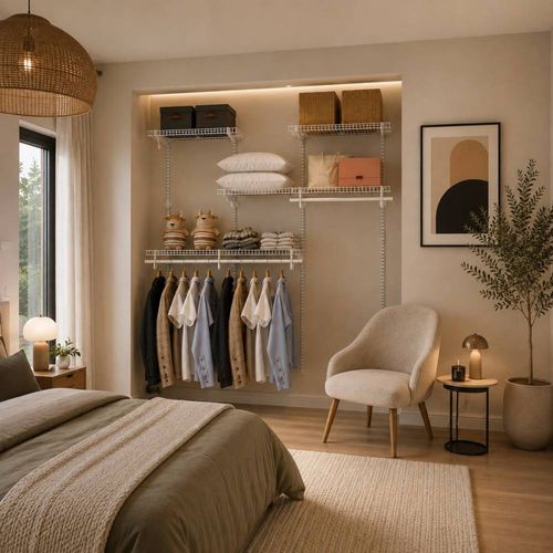 Dressing Crémaillère - étagère Mural Industriel - Modulables - Blanc - 36 Pièces - 1,88x1,22m