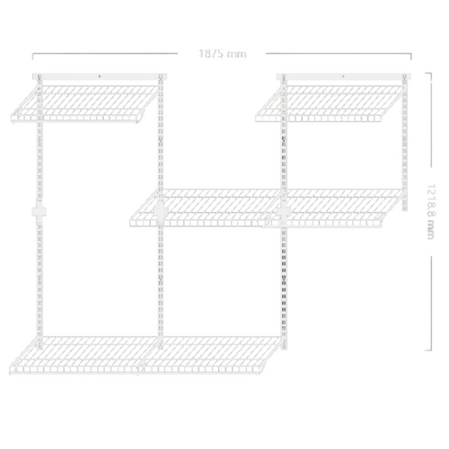 Dressing Crémaillère - étagère Mural Industriel - Modulables - Blanc - 36 Pièces - 1,88x1,22m