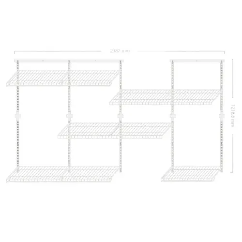 Dressing Crémaillère - étagère Mural Industriel - Modulables - Blanc - 47 Pièces - 2,38x1,22m