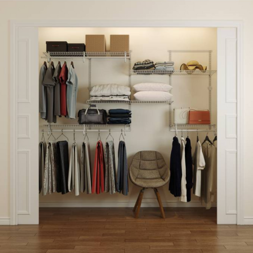 Dressing Crémaillère - étagère Mural Industriel - Modulables - Blanc - 47 Pièces - 2,38x1,22m