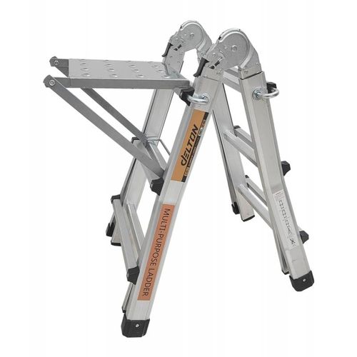 échelle Articulée Pliante Et Télescopique En Aluminium 4x3 Marches 2,81m + 1 Tablette