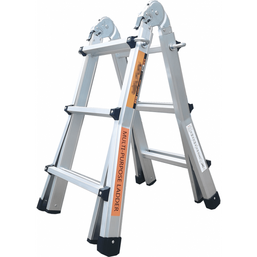échelle Articulée Pliante Et Télescopique En Aluminium 4x3 Marches 2,81m + 1 Tablette