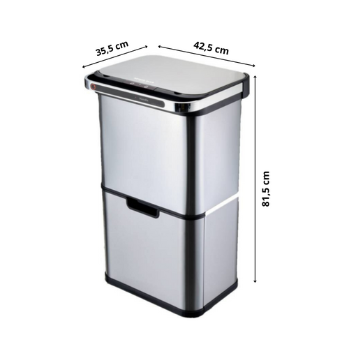 Poubelle Cuisine Automatique De Tri À 4 Compartiments - 60l - Inox Ss304 - Piles Ou Batterie