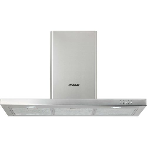 Hotte décorative BRANDT AD1517X 90cm inox vue 3/4