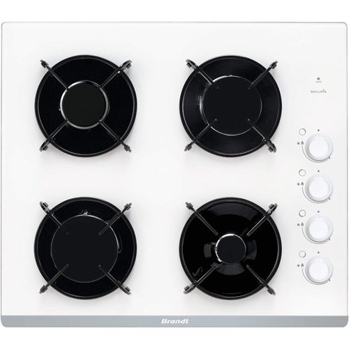 Table gaz BRANDT BPG6413W verre blanc