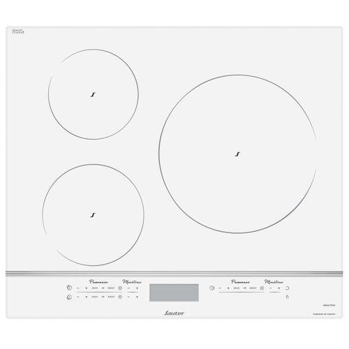 Table De Cuisson Induction 60cm 3 Feux 7400w Blanc Spi9544w