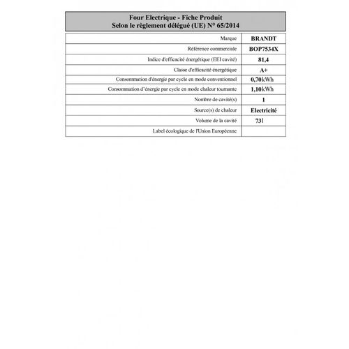 Four encastrable Pyrolyse Chaleur tournante 73l Bop7534x