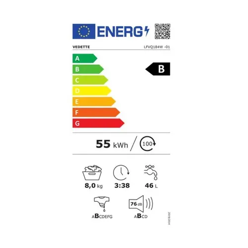 Lave-linge Frontal 8kg 1400 Tours/min - Lfvq184w