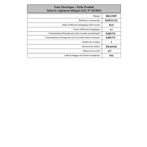 Four encastrable Multifonctions 67l Pyrolyse - Bop2112x
