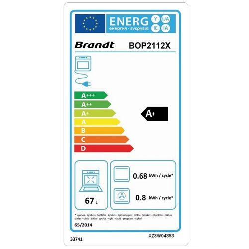 Four encastrable Multifonctions 67l Pyrolyse - Bop2112x