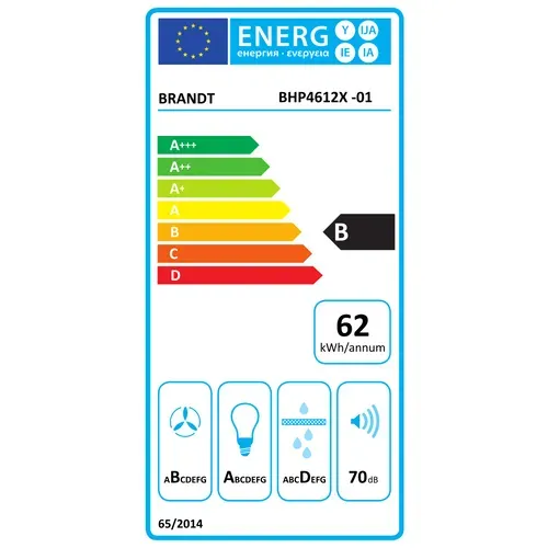 Hotte Décorative Murale 60cm 624m3/h Inox Bhp4612x
