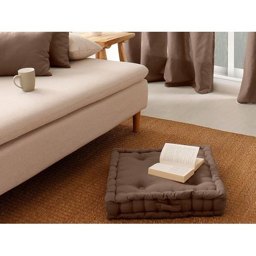 Coussin De Sol Uni En Pur Coton - 50x50x10 Cm - Taupe