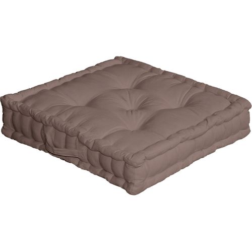 Coussin De Sol Uni En Pur Coton - 50x50x10 Cm - Taupe