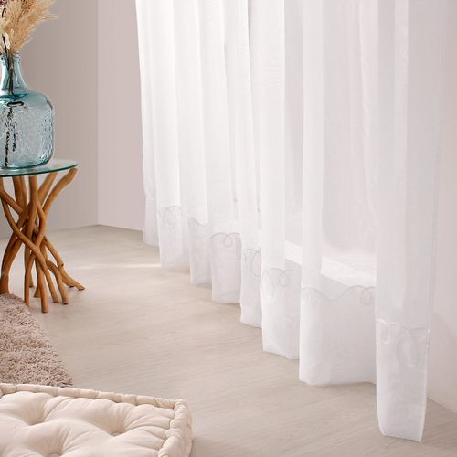 Voilage Uni Brodé Cornely - 240x240 Cm - Blanc