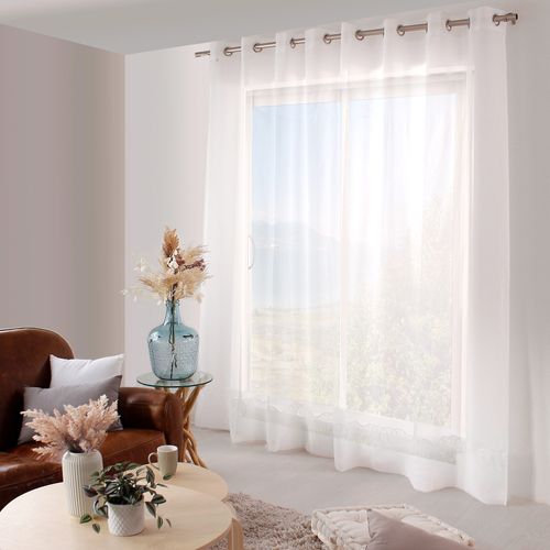 Voilage Uni Brodé Cornely - 240x240 Cm - Blanc