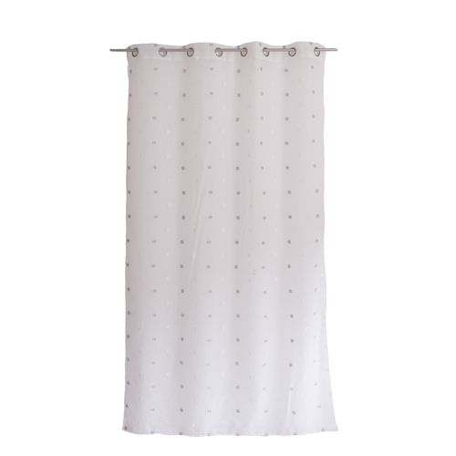 Voilage Sablé Brodé "pois Colorés" - 140x240 Cm - Gris Souris