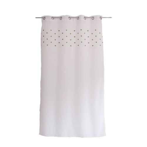 Voilage Sablé Avec Top Cœurs - 140x240 Cm - Beige