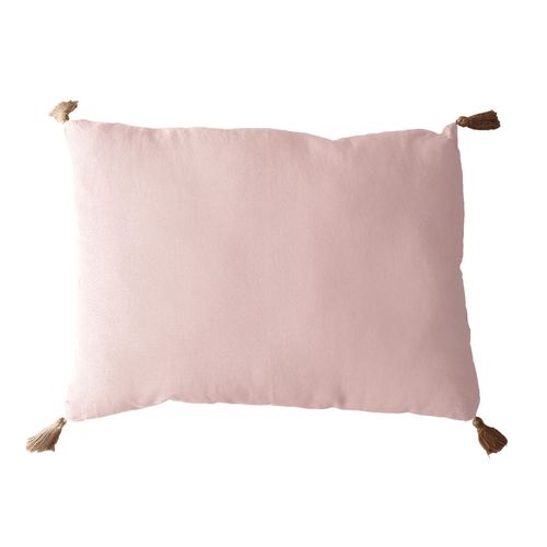 Coussin Rectangulaire Panama Avec 4 Pompons En Jute - 70 Cm X 50 Cm - Vieux Rose