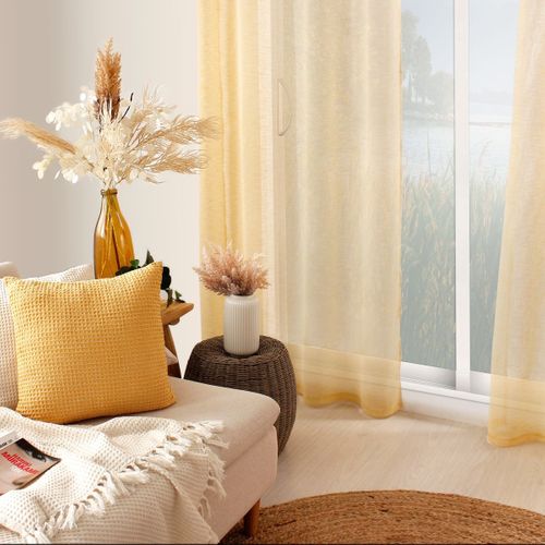 Rideau Voilage Effet Lin "maya" 140x240cm Moutarde