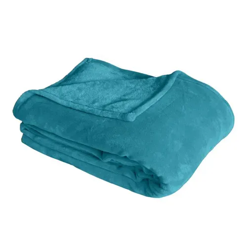 Plaid Polaire XL Uni "coral Fleece" 180x220cm  Bleu Canard