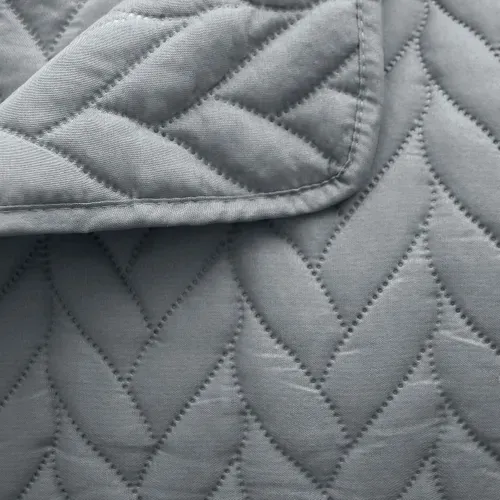 Couvre Lit En Microfibre Dessin Par Ultrason - 240x220 Cm - Gris Clair