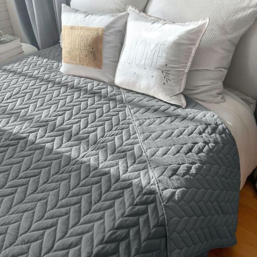 Couvre Lit En Microfibre Dessin Par Ultrason - 240x220 Cm - Gris Clair