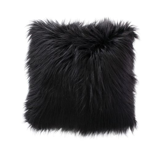 Coussin Déhoussable Uni Imitation Fourrure - 45x45 Cm - Noir