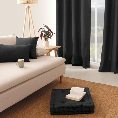 Coussin De Sol Uni En Pur Coton - 50x50x10 Cm - Gris Anthracite