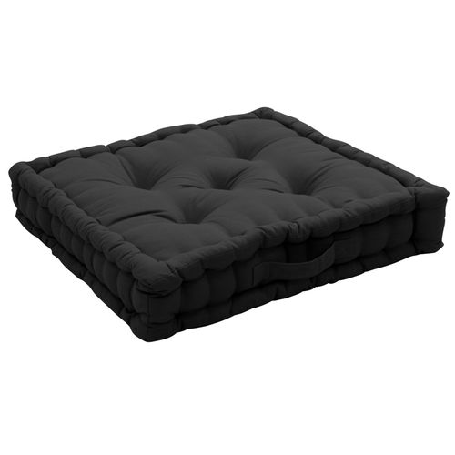 Coussin De Sol Uni En Pur Coton - 50x50x10 Cm - Gris Anthracite