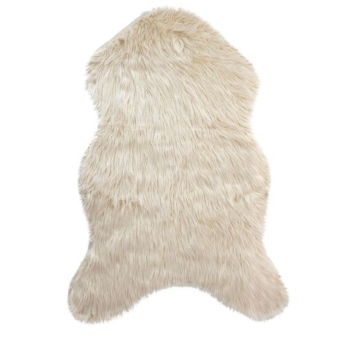 Jeté Imitation Fourrure Long Poils Recto Et Verso Suédine - 90x120 Cm - Ecru