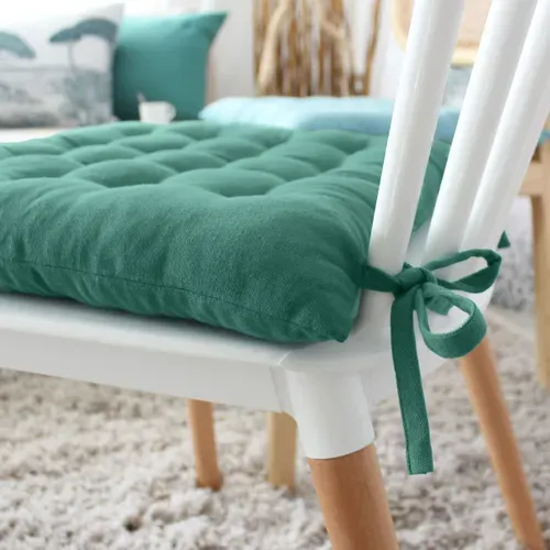Galette De Chaise Piquée "cambria" 38x38cm Vert Jade