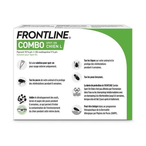 Frontline Combo Chien L - 20 à 40 Kg - 6 Pipettes - Puces Tiques Et Poux