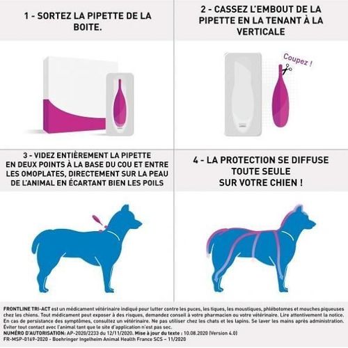3 Pipettes Tri-act - Pour Chien De 20 à 40 Kg