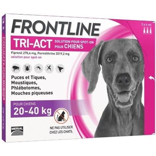 3 Pipettes Tri-act - Pour Chien De 20 à 40 Kg