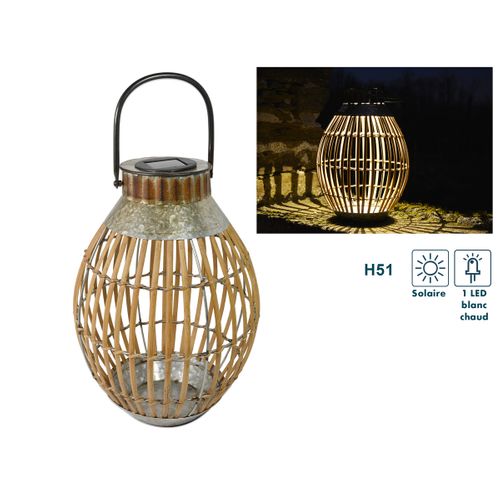 Lanterne Solaire Bambou H51cm