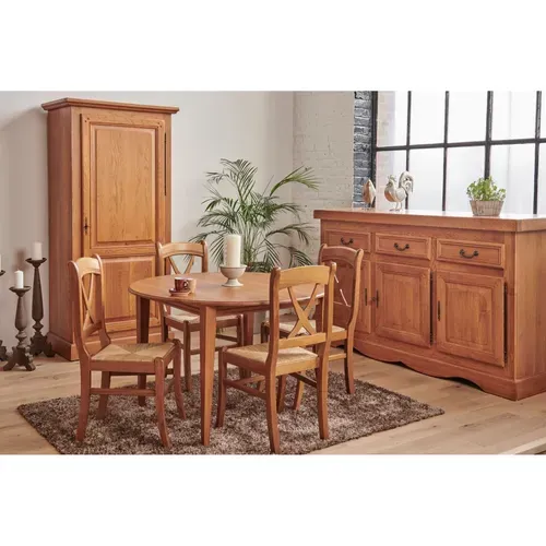 Table Ronde Extensible Bois Chêne Moyen Massif D115 - Victoria