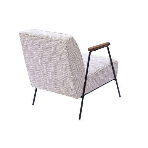 Fauteuil En Tissu à Carreaux Ivoire Et Gris - Sintra