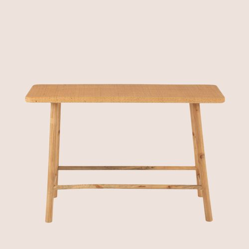 Console Rectangulaire En Pin Et Rotin Naturel - Laos
