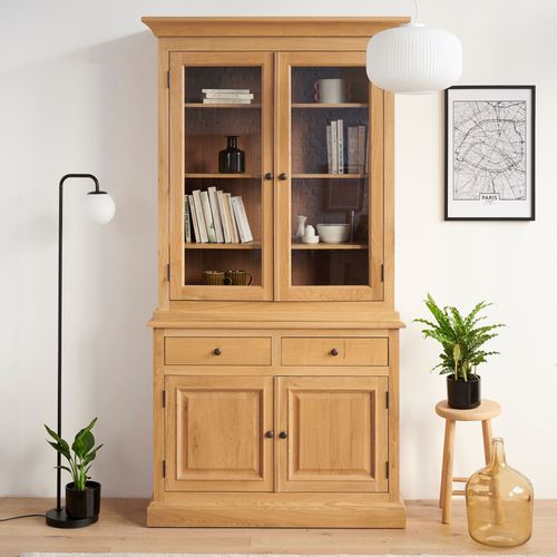Buffet Vaisselier En Chêne 2 Portes Vitrées 2 Tiroirs 2 Portes Bois - Victoria