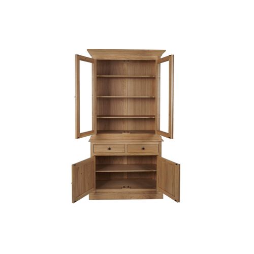 Buffet Vaisselier En Chêne 2 Portes Vitrées 2 Tiroirs 2 Portes Bois - Victoria